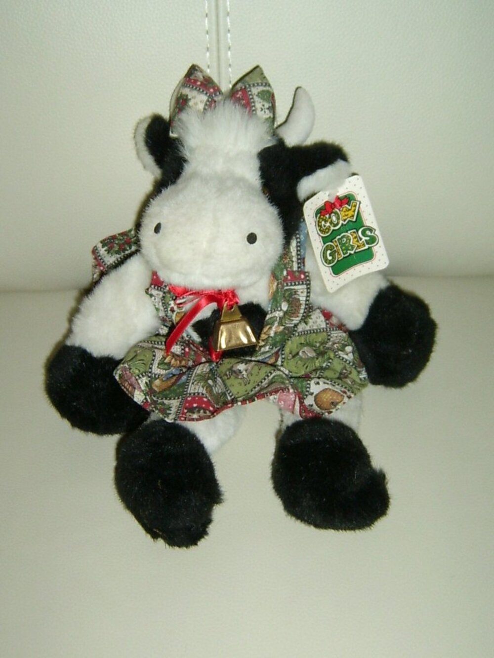 Vintage Cow Girls Stuffed Hereford Cow in Country Dress by Joelson Industries